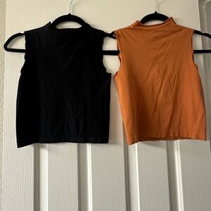 Two Halter Tanks with Mock Turtle Neck